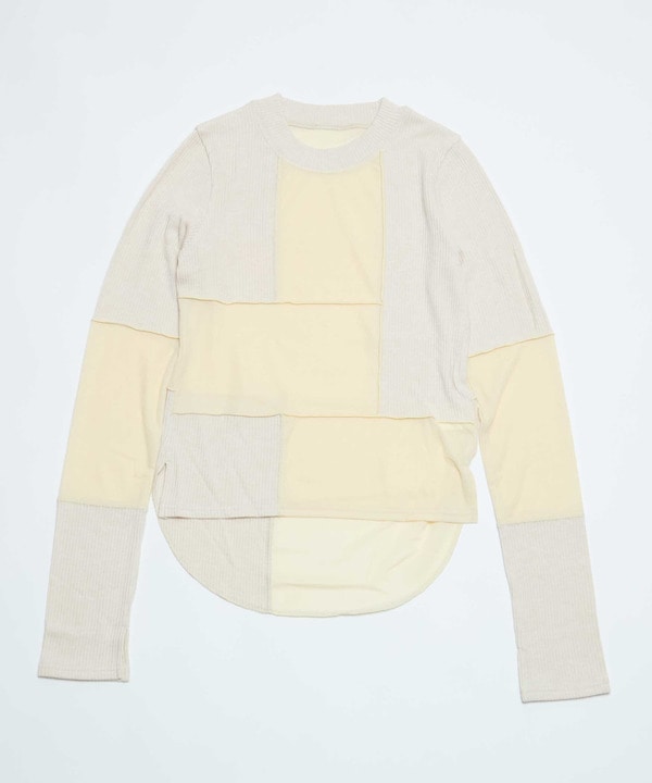 【HL】PATCHWORK VELOR RIB TOP 詳細画像 アイボリー 1