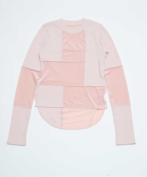 【HL】PATCHWORK VELOR RIB TOP 詳細画像 ピンク 1