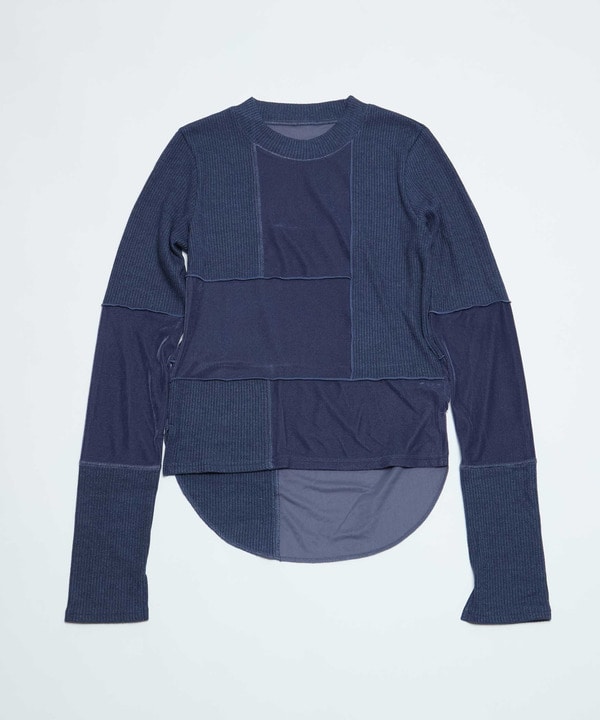 【HL】PATCHWORK VELOR RIB TOP 詳細画像 ブルー 1