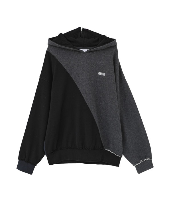 HL ASYMMETRY COLOR HOODIE 詳細画像 ブラック 1