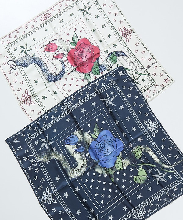 SNAKE ＆ ROSE SILK SCARF 詳細画像 1