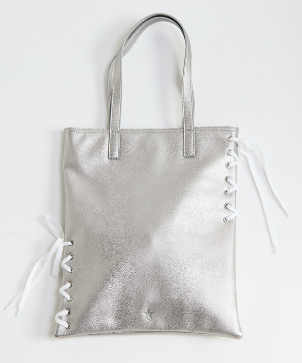 LACE-UP FLAT TOTE BAG 詳細画像 シルバー 1