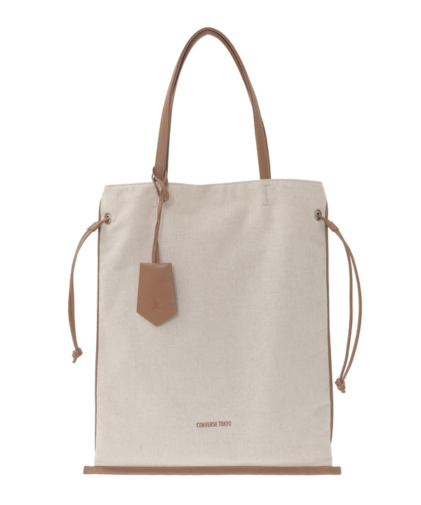 LINEN GATHERED TOTE BAG 詳細画像 ブラウン 1