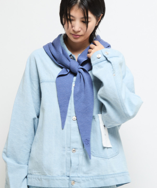 HOODED KNIT MUFFLER 詳細画像 ブルー 1