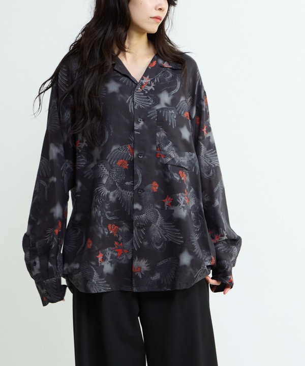 【NIPOALOHA】"軍鶏-SHAMO" LONG SLEEVE WOOL SHIRT 詳細画像 1