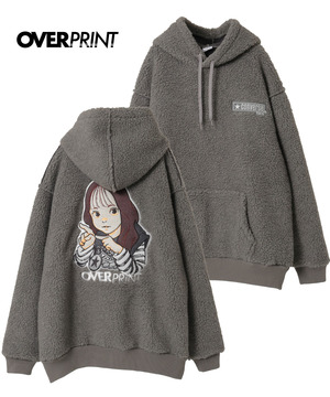 【over print】SIGNBOARD Bonding Boa Hoodie