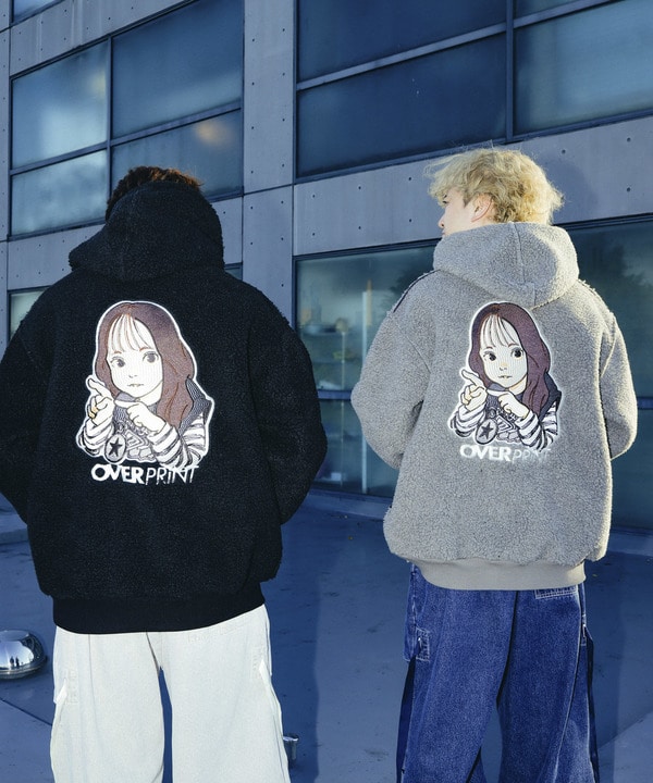 【over print】SIGNBOARD Bonding Boa Hoodie 詳細画像 14