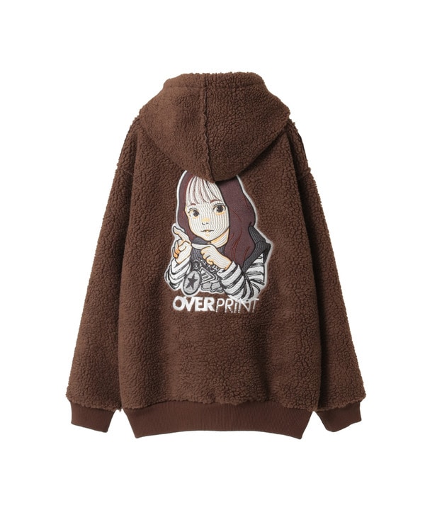【over print】SIGNBOARD Bonding Boa Hoodie 詳細画像 3