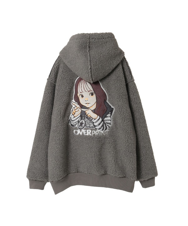 【over print】SIGNBOARD Bonding Boa Hoodie 詳細画像 7