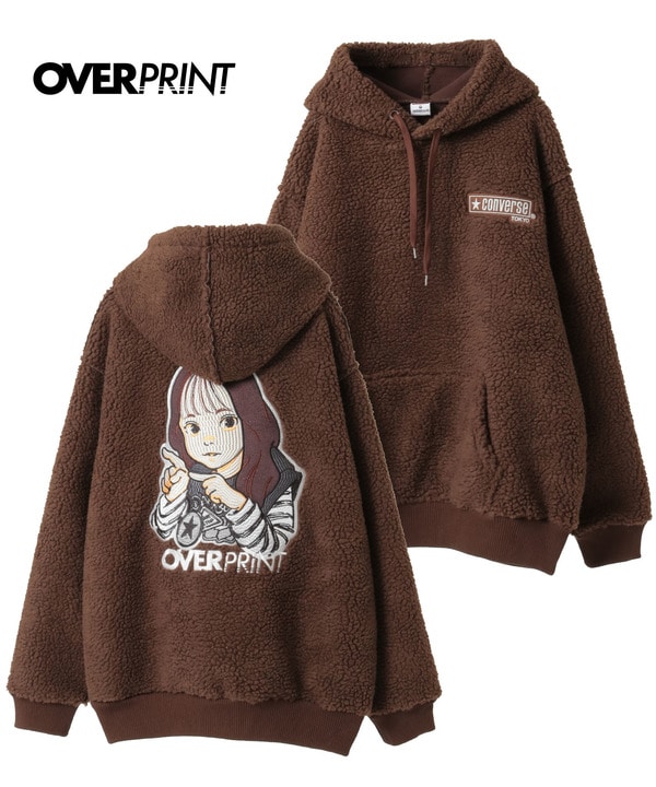 【over print】SIGNBOARD Bonding Boa Hoodie 詳細画像 ブラウン 1