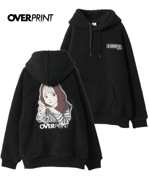【over print】SIGNBOARD Bonding Boa Hoodie 詳細画像 ブラック 1