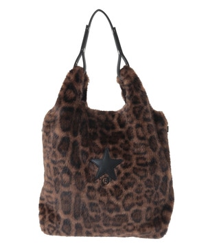 2WAY LEOPARD ECO-FUR SHOPPING TOTE BAG