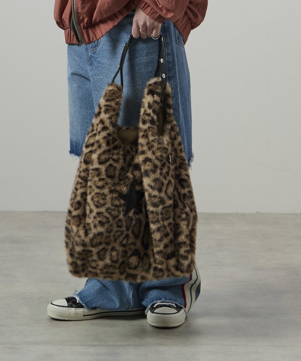 2WAY LEOPARD ECO-FUR SHOPPING TOTE BAG 詳細画像 ベージュ 1
