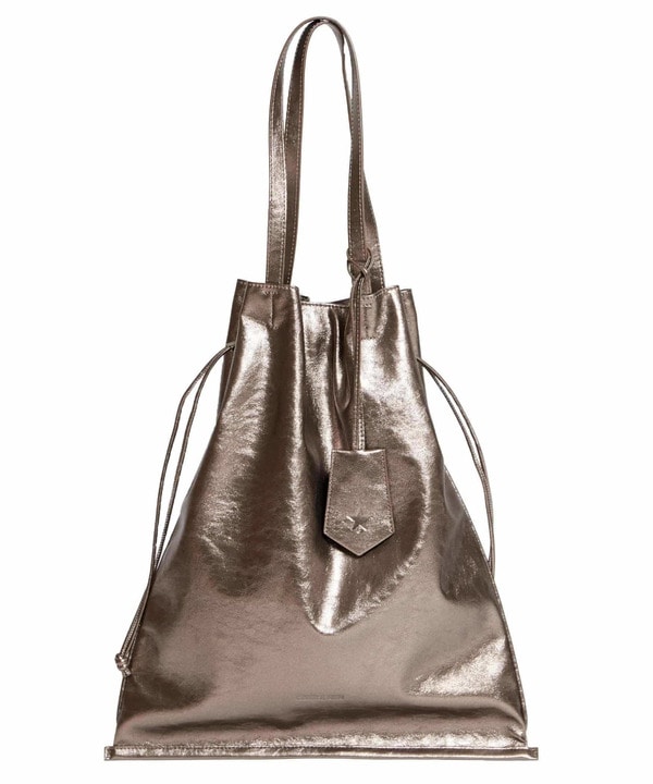 METALLIC GATHERED TOTE BAG 詳細画像 ゴールド&times;ブラウン 1