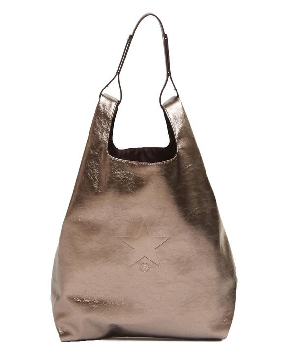 2WAY METALLIC SHOPPING TOTE BAG 詳細画像 ゴールド&times;ブラウン 1