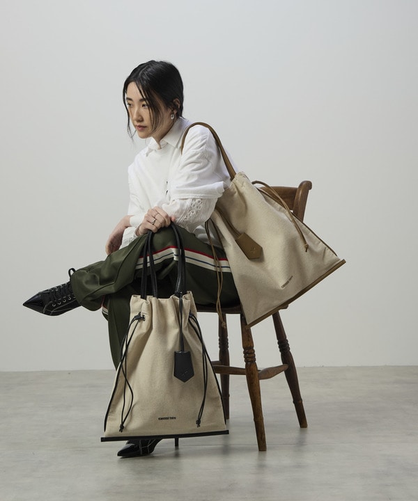 LINEN GATHERED TOTE BAG 詳細画像 19