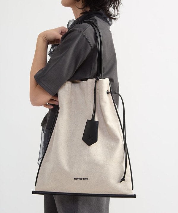 LINEN GATHERED TOTE BAG 詳細画像 ブラック 1