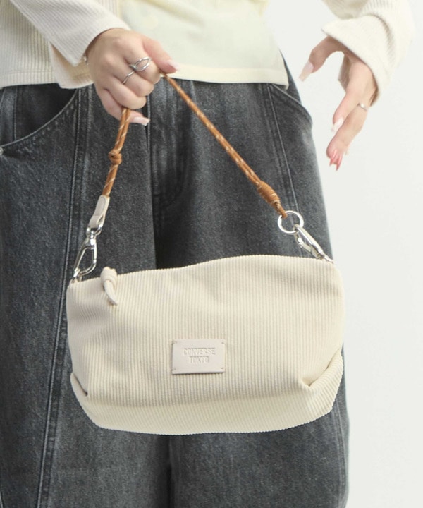 CORDUROY BRAIDED HANDLE SHOULDER BAG 詳細画像 ベージュ 1