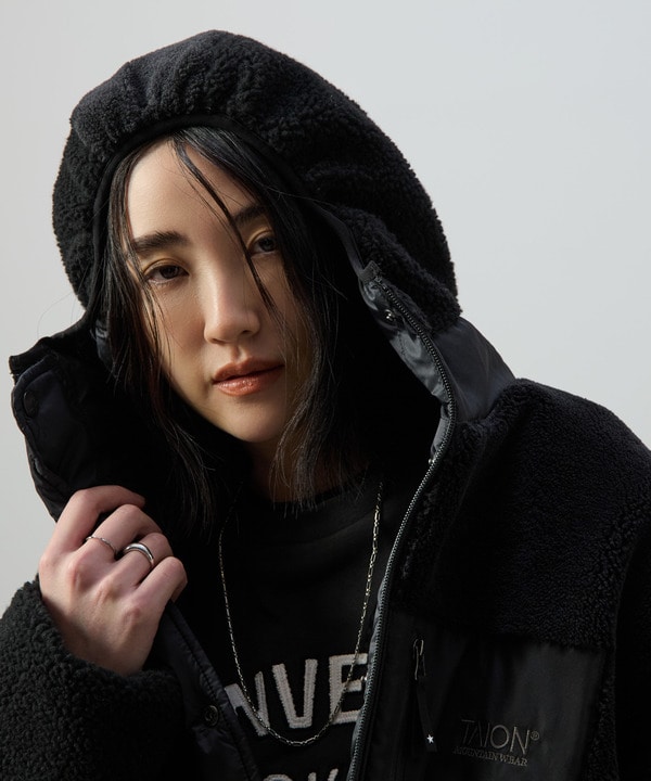 【TAION】MILITARY STAR★ REVERSIBLE BOA DOWN COAT 詳細画像 1