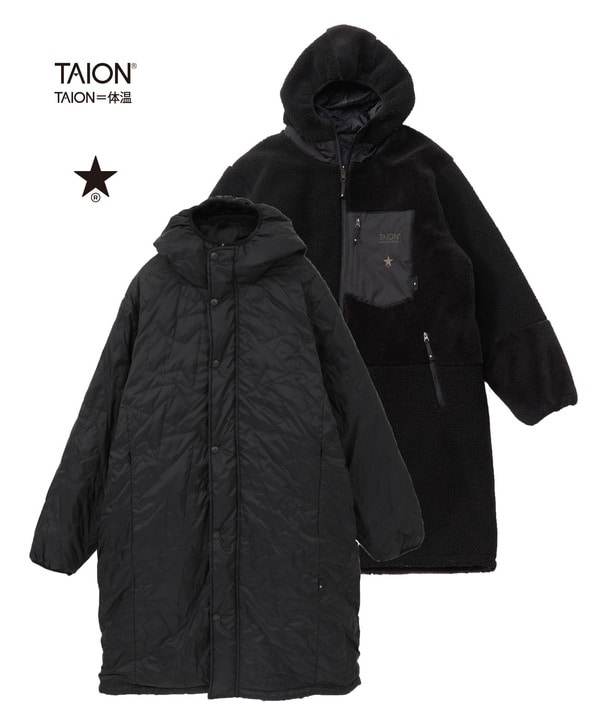 【TAION】MILITARY STAR★ REVERSIBLE BOA DOWN COAT 詳細画像 ブラック 1